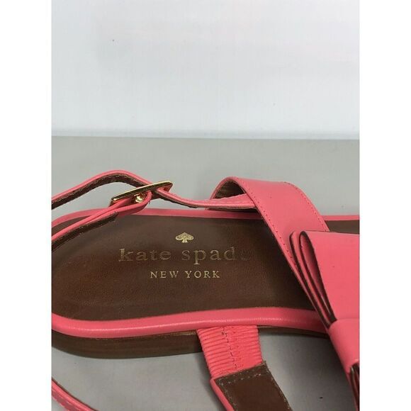 Kate Spade Hot Pink Leather Bow Open Toe Strap Sandals Women Sz 6.5MUS/37EU - Picture 5 of 16